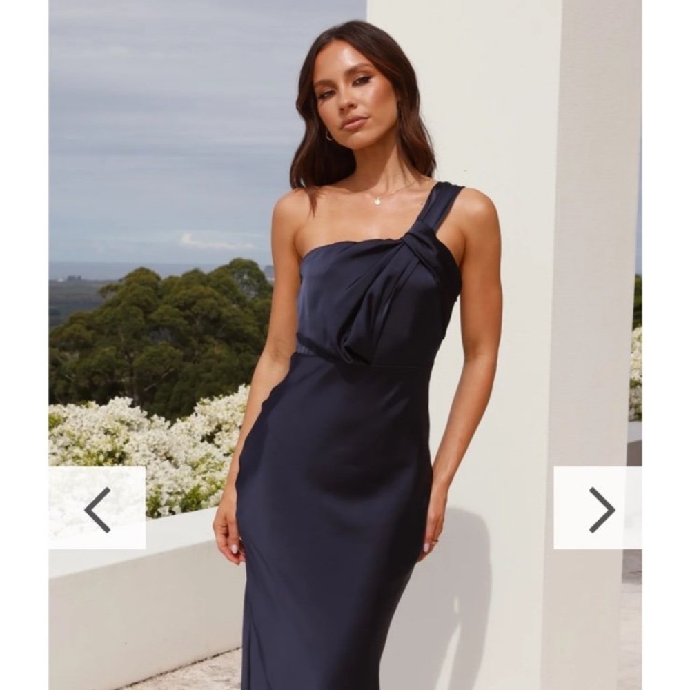 Blue One Shoulder Sleeveless Dress